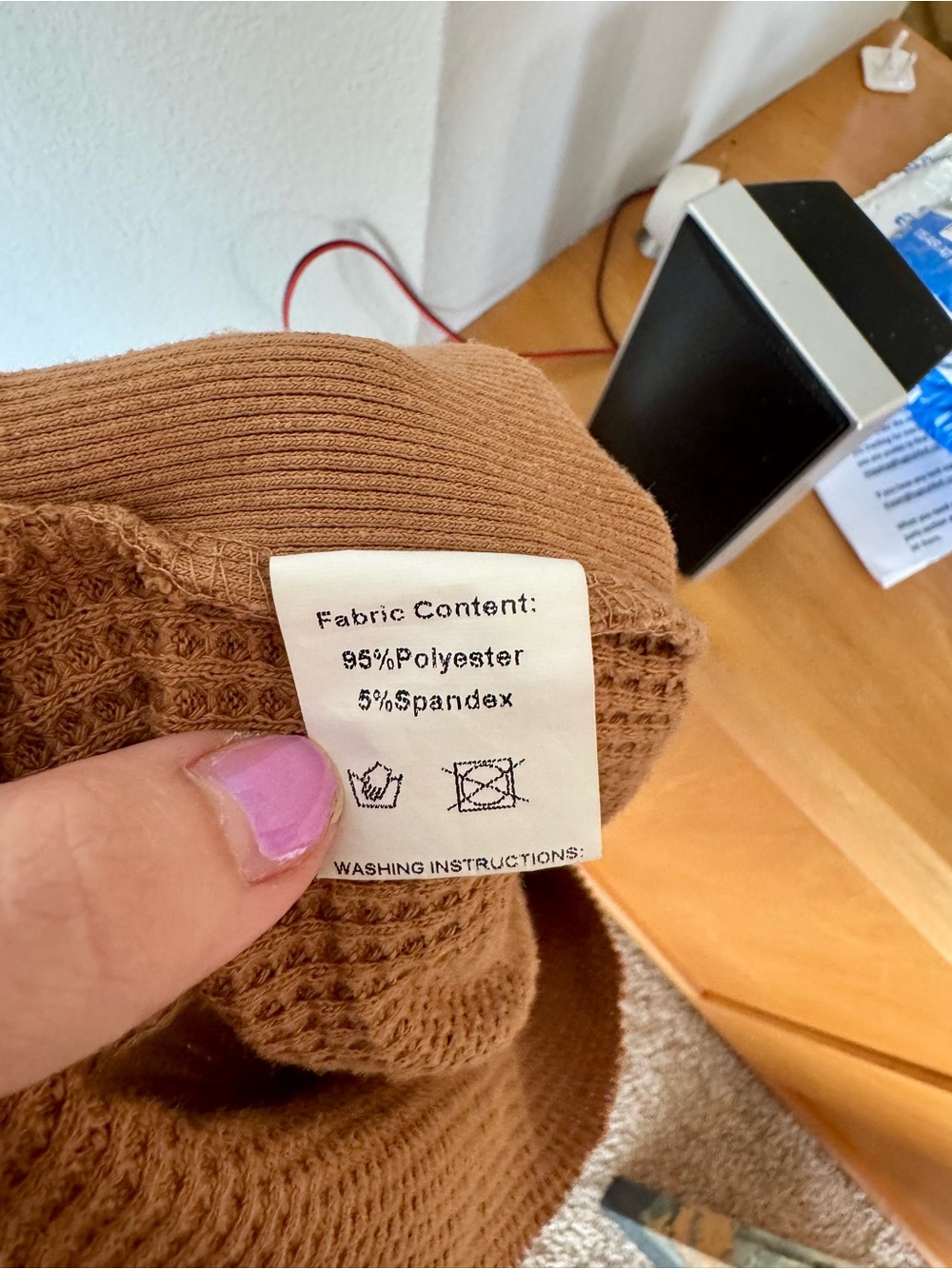 Waffle Knit Button-Up Shacket in Camel Color | M | EUC | Slightly Distressed - Picture 8 of 8